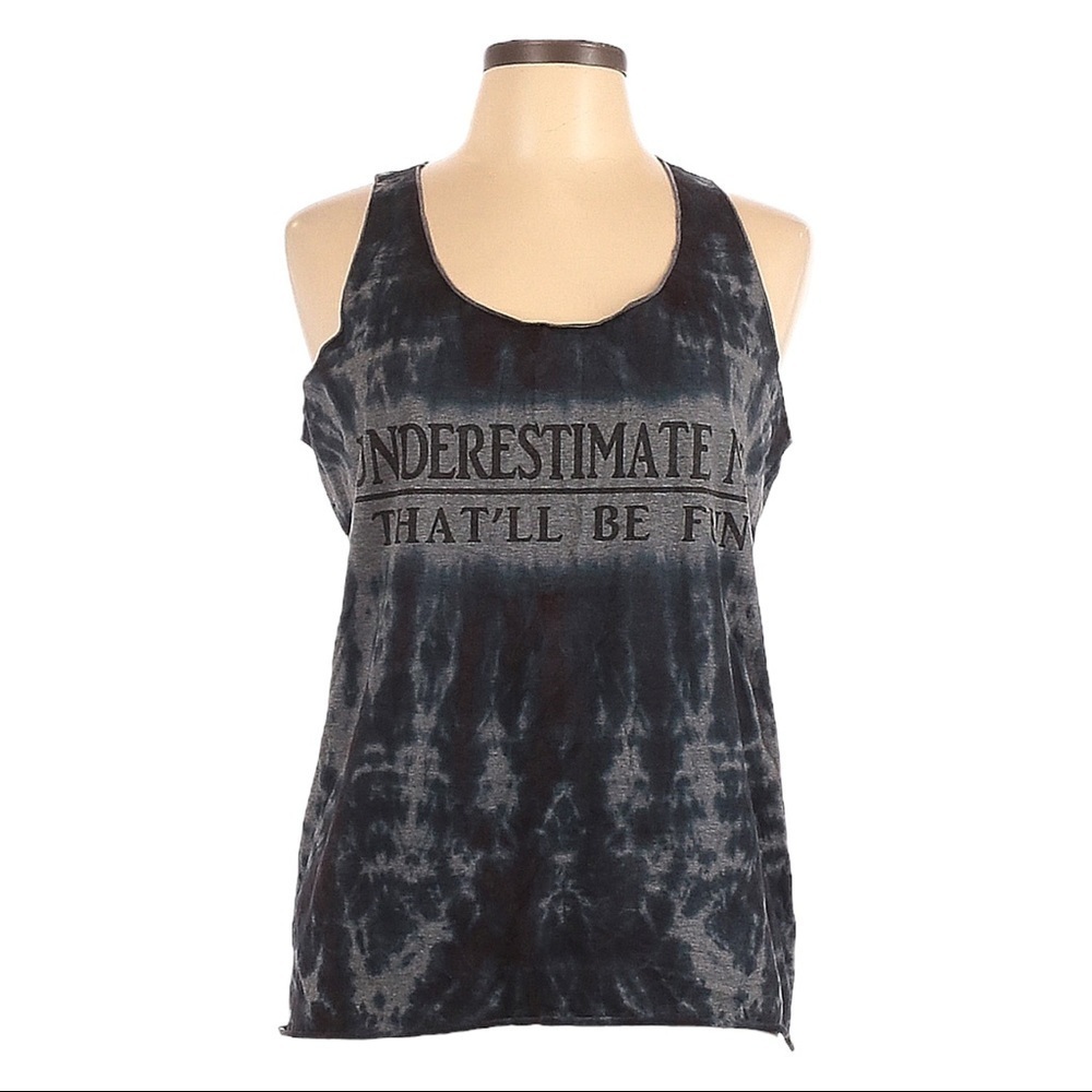 🌺 Sheshow Navy Blue Underestimate Me Tie Dye Racerback Tank Top Size L